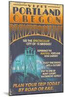 Visit Portland, Oregon - Bridgetown Sign-Lantern Press-Mounted Art Print