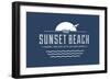 Visit Sunset Beach - Where the sun sets on New Jersey (Blue)-Lantern Press-Framed Art Print