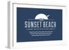 Visit Sunset Beach - Where the sun sets on New Jersey (Blue)-Lantern Press-Framed Art Print