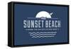 Visit Sunset Beach - Where the sun sets on New Jersey (Blue)-Lantern Press-Framed Stretched Canvas