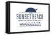 Visit Sunset Beach - Where the sun sets on New Jersey (White)-Lantern Press-Framed Stretched Canvas