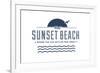 Visit Sunset Beach - Where the sun sets on New Jersey (White)-Lantern Press-Framed Art Print