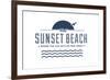 Visit Sunset Beach - Where the sun sets on New Jersey (White)-Lantern Press-Framed Art Print