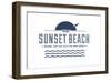 Visit Sunset Beach - Where the sun sets on New Jersey (White)-Lantern Press-Framed Art Print