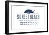 Visit Sunset Beach - Where the sun sets on New Jersey (White)-Lantern Press-Framed Art Print