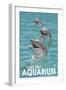 Visit the Aquarium, Dolphins Scene-Lantern Press-Framed Art Print