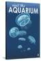 Visit the Aquarium, Jellyfish Scene-Lantern Press-Stretched Canvas