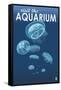 Visit the Aquarium, Jellyfish Scene-Lantern Press-Framed Stretched Canvas