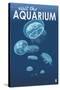 Visit the Aquarium, Jellyfish Scene-Lantern Press-Stretched Canvas