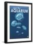 Visit the Aquarium, Jellyfish Scene-Lantern Press-Framed Art Print