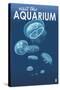 Visit the Aquarium, Jellyfish Scene-Lantern Press-Stretched Canvas