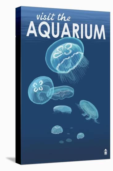 Visit the Aquarium, Jellyfish Scene-Lantern Press-Stretched Canvas