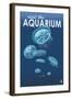 Visit the Aquarium, Jellyfish Scene-Lantern Press-Framed Art Print