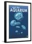 Visit the Aquarium, Jellyfish Scene-Lantern Press-Framed Art Print
