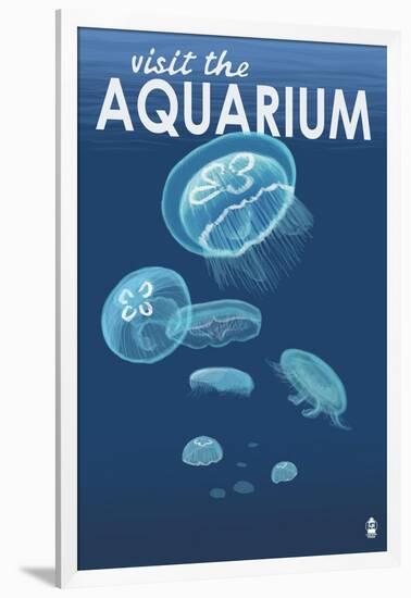 Visit the Aquarium, Jellyfish Scene-Lantern Press-Framed Art Print