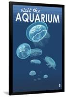 Visit the Aquarium, Jellyfish Scene-Lantern Press-Framed Art Print