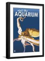 Visit the Aquarium, Octopus Scene-Lantern Press-Framed Art Print