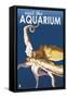 Visit the Aquarium, Octopus Scene-Lantern Press-Framed Stretched Canvas