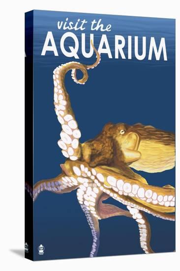 Visit the Aquarium, Octopus Scene-Lantern Press-Stretched Canvas