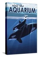 Visit the Aquarium, Orca and Calf-Lantern Press-Stretched Canvas