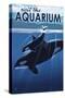 Visit the Aquarium, Orca and Calf-Lantern Press-Stretched Canvas