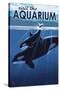 Visit the Aquarium, Orca and Calf-Lantern Press-Stretched Canvas