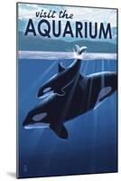 Visit the Aquarium, Orca and Calf-Lantern Press-Mounted Art Print