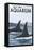 Visit the Aquarium, Orca Fins-Lantern Press-Framed Stretched Canvas