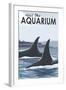 Visit the Aquarium, Orca Fins-Lantern Press-Framed Art Print