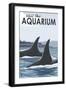 Visit the Aquarium, Orca Fins-Lantern Press-Framed Art Print