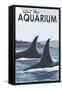 Visit the Aquarium, Orca Fins-Lantern Press-Framed Stretched Canvas