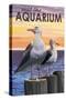 Visit the Aquarium, Sea Gulls Scene-Lantern Press-Stretched Canvas