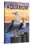 Visit the Aquarium, Sea Gulls Scene-Lantern Press-Stretched Canvas