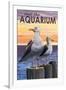 Visit the Aquarium, Sea Gulls Scene-Lantern Press-Framed Art Print