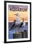 Visit the Aquarium, Sea Gulls Scene-Lantern Press-Framed Art Print