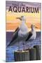Visit the Aquarium, Sea Gulls Scene-Lantern Press-Mounted Art Print