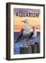 Visit the Aquarium, Sea Gulls Scene-Lantern Press-Framed Art Print