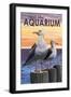Visit the Aquarium, Sea Gulls Scene-Lantern Press-Framed Art Print