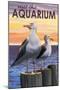 Visit the Aquarium, Sea Gulls Scene-Lantern Press-Mounted Art Print