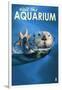 Visit the Aquarium, Sea Otter Scene-Lantern Press-Framed Premium Giclee Print