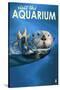 Visit the Aquarium, Sea Otter Scene-Lantern Press-Stretched Canvas