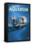 Visit the Aquarium, Sea Otter Scene-Lantern Press-Framed Stretched Canvas