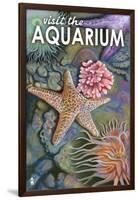 Visit the Aquarium, Tidepool Scene-Lantern Press-Framed Art Print