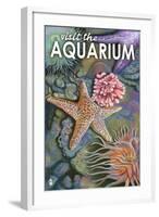 Visit the Aquarium, Tidepool Scene-Lantern Press-Framed Art Print