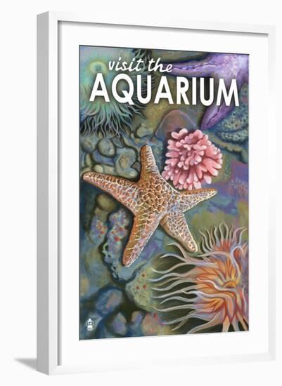 Visit the Aquarium, Tidepool Scene-Lantern Press-Framed Art Print