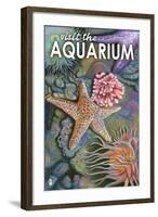 Visit the Aquarium, Tidepool Scene-Lantern Press-Framed Art Print