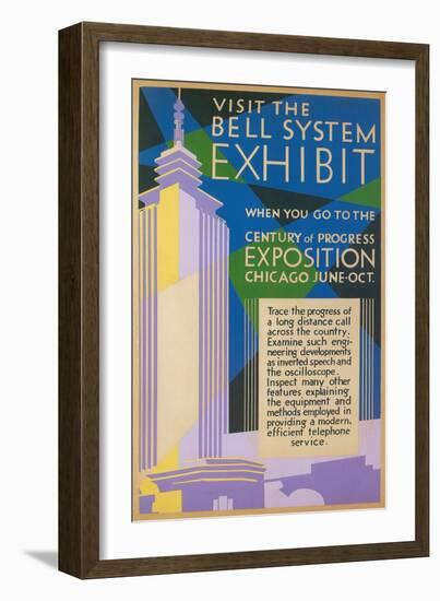 Visit the Bell System Exhibit Poster, Chicago World's Fair, 1935-null-Framed Giclee Print