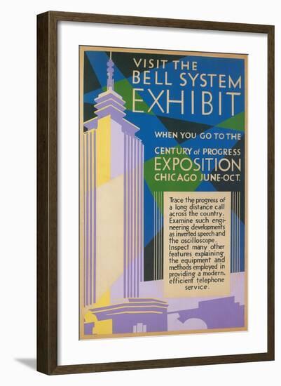 Visit the Bell System Exhibit Poster, Chicago World's Fair, 1935-null-Framed Giclee Print