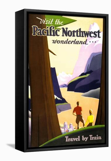 "Visit the Pacific Northwest wonderland," Vintage Travel Poster-Piddix-Framed Stretched Canvas