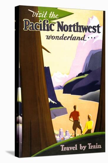 "Visit the Pacific Northwest wonderland," Vintage Travel Poster-Piddix-Stretched Canvas